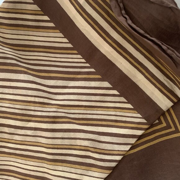 Vintage Striped Brown Handkerchief Neckerchief Scarf - Picture 2 of 6